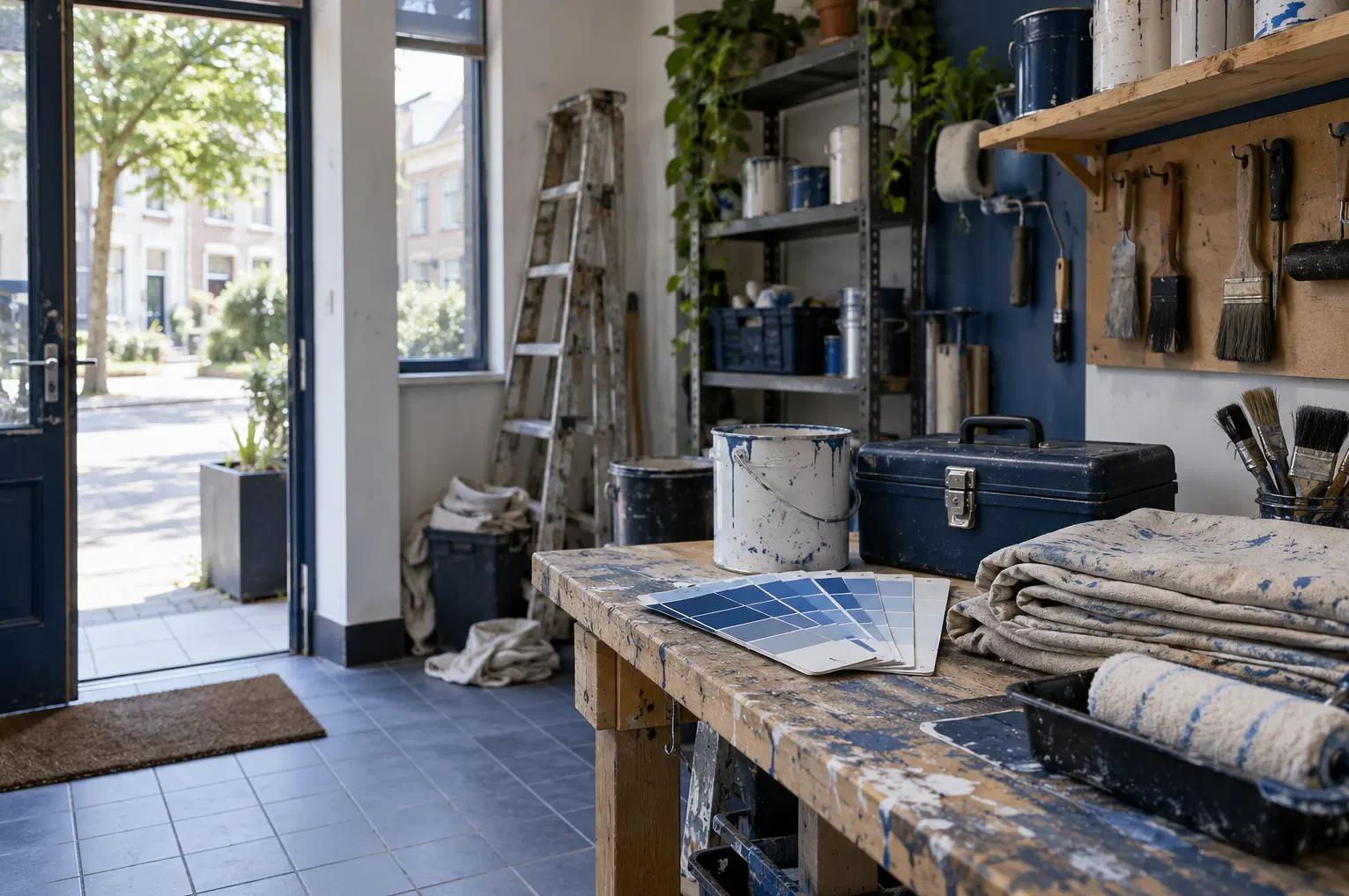 Illustration of property service businesses and their working space